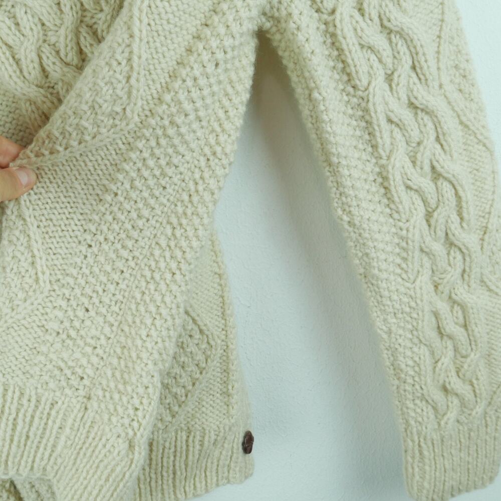 Vintage Women's M L Fisherman Cardigan Sweater Chunky Knit Wool Preppy Nautical - Picture 10 of 11